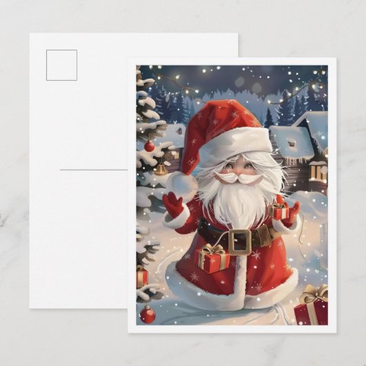 Schattig prettig kerstfeest kerstman briefkaart (Voorkant / Achterkant)