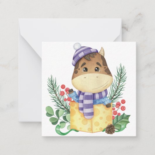 Schattig prettig kerstfeest notitiekaartje (Voorkant)