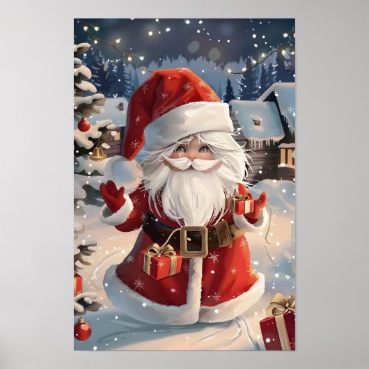 Schattig prettig kerstfeest Sinterklaas Poster (Voorkant)