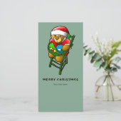 Schattig prettig kerstfeest van teddybeer feestdagenkaart (Staand voorkant)