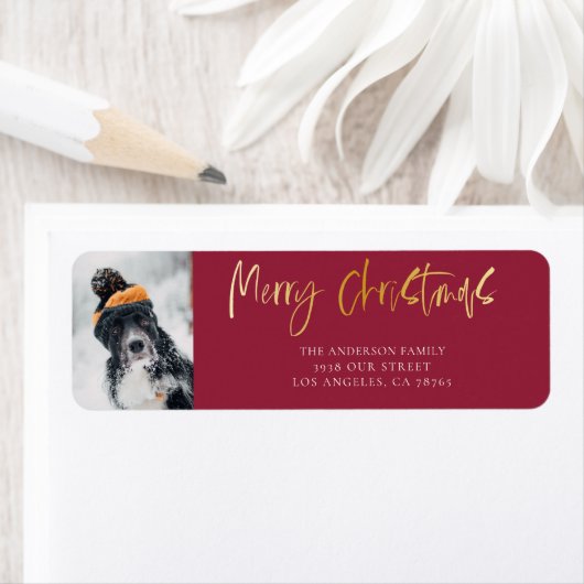 Schattig Prettig Kerstmis Goud & Rood Etiket (Insitu)