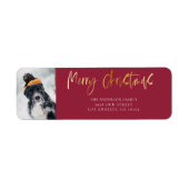 Schattig Prettig Kerstmis Goud & Rood Etiket (Voorkant)