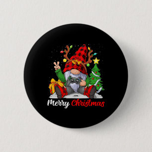 Schattig Prettig Kerstmis Kerstmis Gamer Kabouter Ronde Button 5,7 Cm