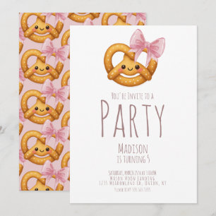 Schattig Pretzel Meisje Verjaardagsfeestje Kaart