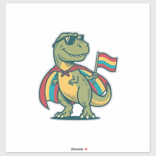 Schattig Pride Dinosaur Vector Shirt Ontwerp_1 Sticker (Vel)