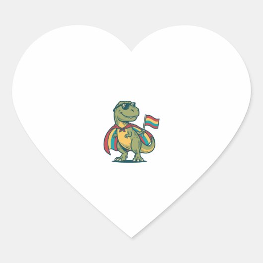 Schattig Pride Dinosaur Vector T-shirt Ontwerp_1 Hart Sticker (Voorkant)