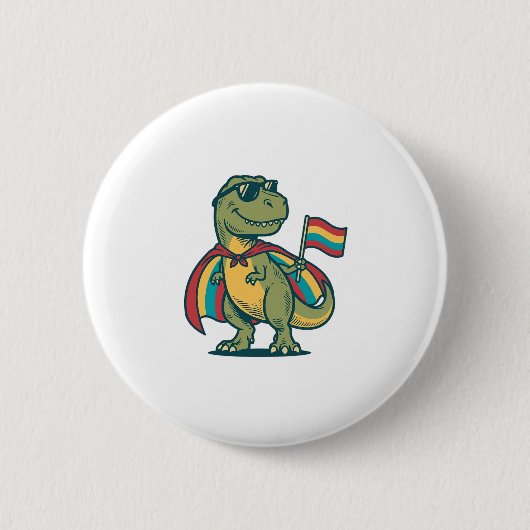 Schattig Pride Dinosaur Vector T-shirt Ontwerp_1 Ronde Button 5,7 Cm (Voorkant)