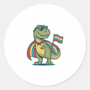 Schattig Pride Dinosaur Vector T-shirt Ontwerp_1 Ronde Sticker