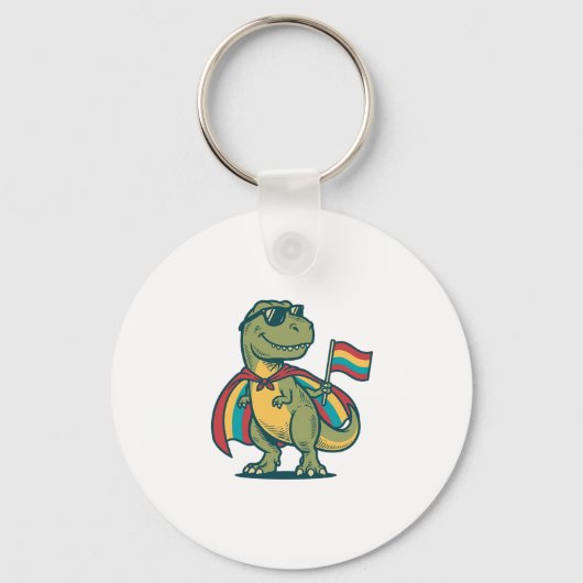 Schattig Pride Dinosaur Vector T-shirt ontwerp_1 Sleutelhanger (Voorkant)
