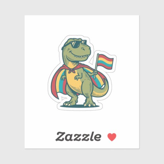 Schattig Pride Dinosaur Vector T-shirt Ontwerp_1 Sticker (Vel)