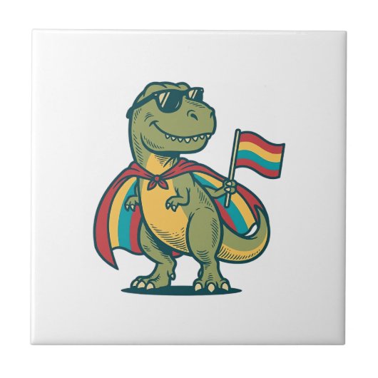Schattig Pride Dinosaur Vector T-shirt Ontwerp_1 Tegeltje (Voorkant)