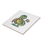 Schattig Pride Dinosaur Vector T-shirt Ontwerp_1 Tegeltje (Zijkant)