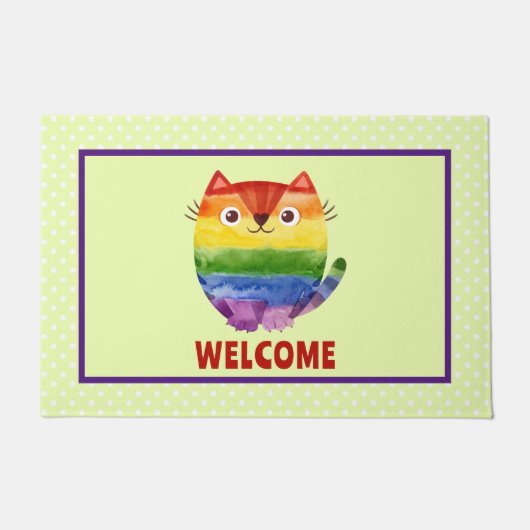Schattig Pride Kitty Waterverf Custom Deurmat (Voorkant)