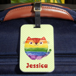 Schattig Pride Kitty Waterverf Gepersonaliseerd Bagagelabel