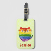 Schattig Pride Kitty Waterverf Gepersonaliseerd   Bagagelabel (Voorkant (verticaal))