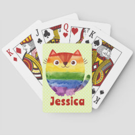 Schattig Pride Kitty Waterverf Persoonlijk Pokerkaarten