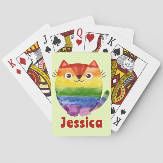 Schattig Pride Kitty Waterverf Persoonlijk Pokerkaarten (Achterkant)