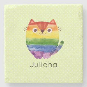Schattig Pride Kitty Waterverf Stenen Onderzetter