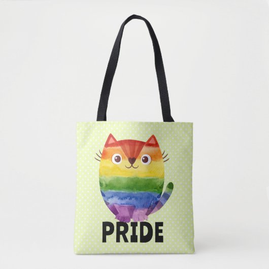 Schattig Pride Kitty Waterverf Tote Bag (Voorkant)