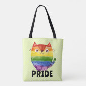 Schattig Pride Kitty Waterverf Tote Bag (Achterkant)