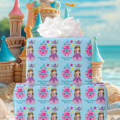 Schattig Prinses Kasteel Custom Ice Blue Verjaarda Cadeaupapier