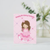Schattig prinses meisje roze kinderen aangepaste v briefkaart (Staand voorkant)