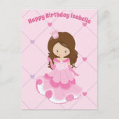 Schattig prinses meisje roze kinderen aangepaste v briefkaart (Voorkant)