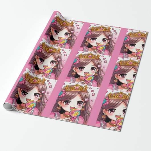 Schattig Prinsesje Cadeaupapier (Uitgerold)