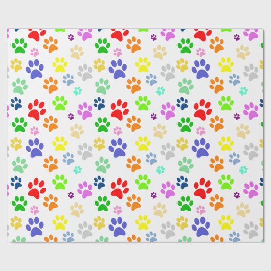 Schattig printerpatroon met voetpaden en kleurrijk cadeaupapier (Vlak)