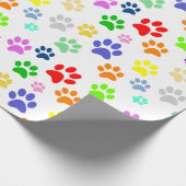 Schattig printerpatroon met voetpaden en kleurrijk cadeaupapier (Hoek)