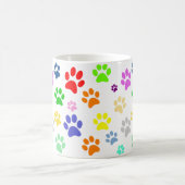 Schattig printerpatroon met voetpaden en kleurrijk koffiemok (Center)