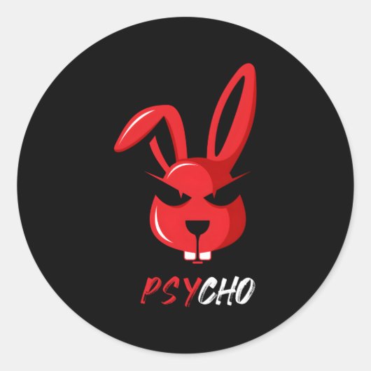 Schattig Psycho Weird Bunny Rabbit Ronde Sticker (Voorkant)
