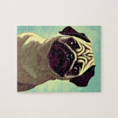 Schattig Pug Cartoon Kreukelen Gezichtsportret Legpuzzel (Horizontaal)