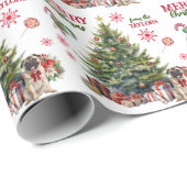 Schattig Pug Dog Red Bow Holiday Tree Cadeaupapier (Rol Hoek)