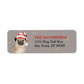 Schattig Pug Dog Santa Hat-adreslabel Etiket (Voorkant)