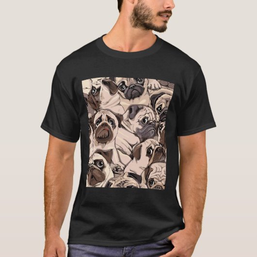 schattig pug-hond patroon 320 t-shirt (Voorkant)
