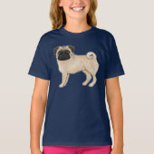 Schattig Pug Hondenras Design Mops Illustratie T-shirt (Voorkant)
