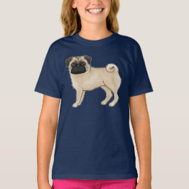 Schattig Pug Hondenras Design Mops Illustratie T-shirt