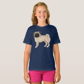 Schattig Pug Hondenras Design Mops Illustratie T-shirt (Voorkant volledig)