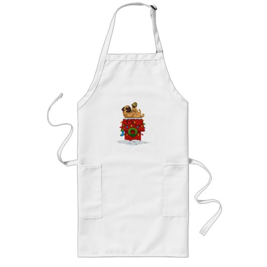 Schattig Pug Kerstcadeau — Grappig Vakantieontwerp Lang Schort (Voorkant)