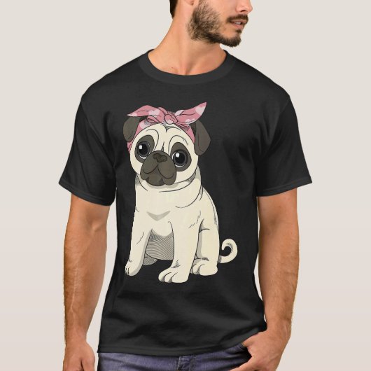 Schattig Pug Meisje T-shirt (Voorkant)