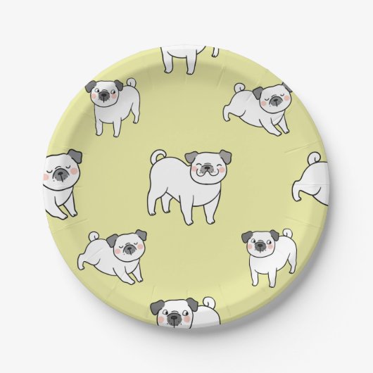 Schattig Pug Pattern Dog-Theme Party Papieren Bordje (Voorkant)