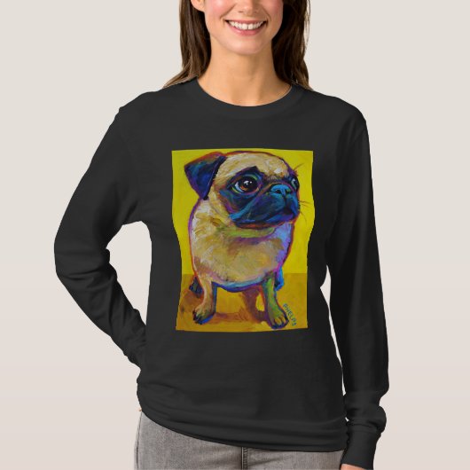 Schattig Pug Puppy op geel Classic T-Shirt 250 (Voorkant)