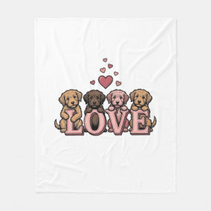 Schattig puppy liefde Valentijn vintage graveer on Fleece Deken
