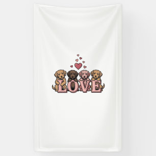Schattig puppy liefde Valentijn vintage graveer on Spandoek