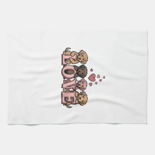 Schattig puppy liefde Valentijn vintage graveeront Theedoek