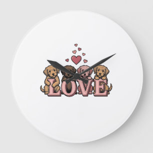Schattig puppy liefde Valentijnsdag Vintage gravee Grote Klok