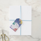 Schattig puppy met ballonnen en sterren cadeaulabel (Met Touw)