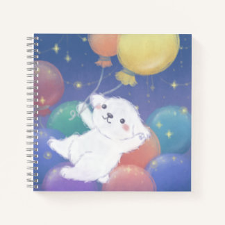 Schattig puppy met ballonnen en sterren notitieboek