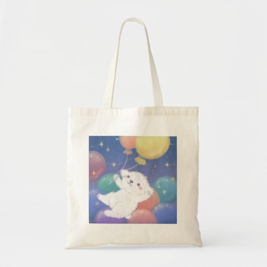Schattig Puppy met Ballonnen & Sterren Tote Bag (Voorkant)
